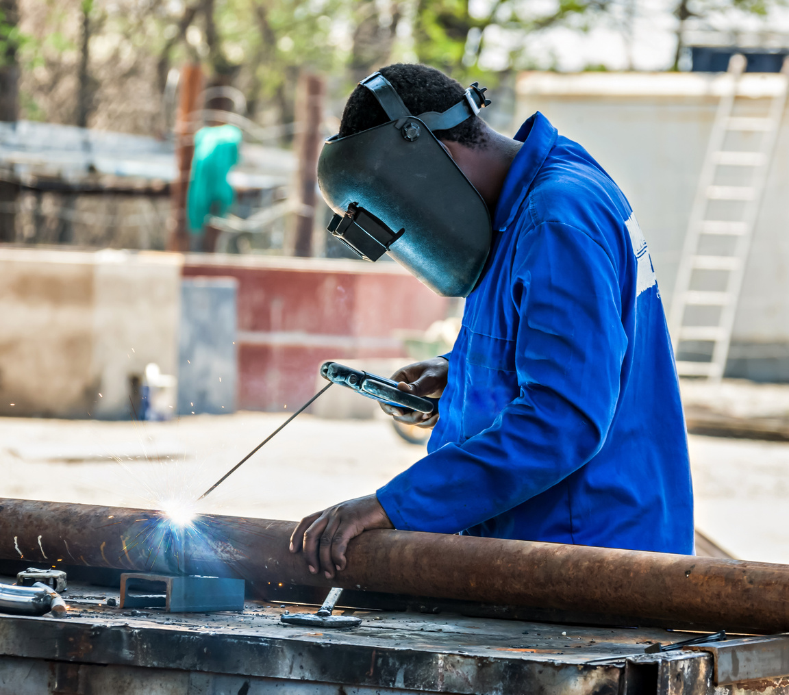 African worker welding